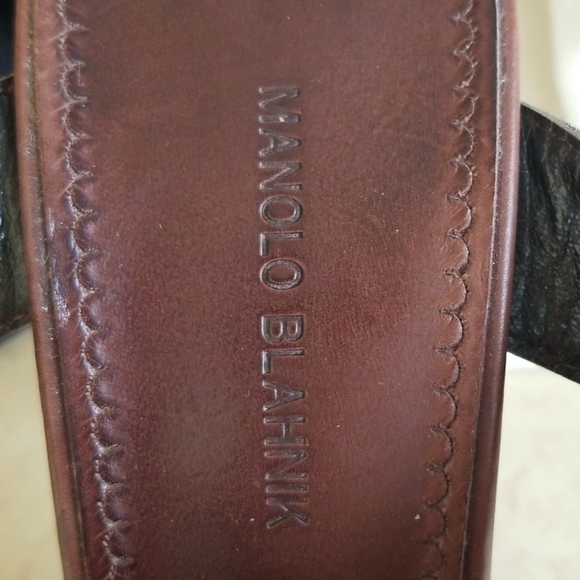 Authentic Manolo Blahnik Chocolate Ankle Wrap Heel - Picture 7 of 7